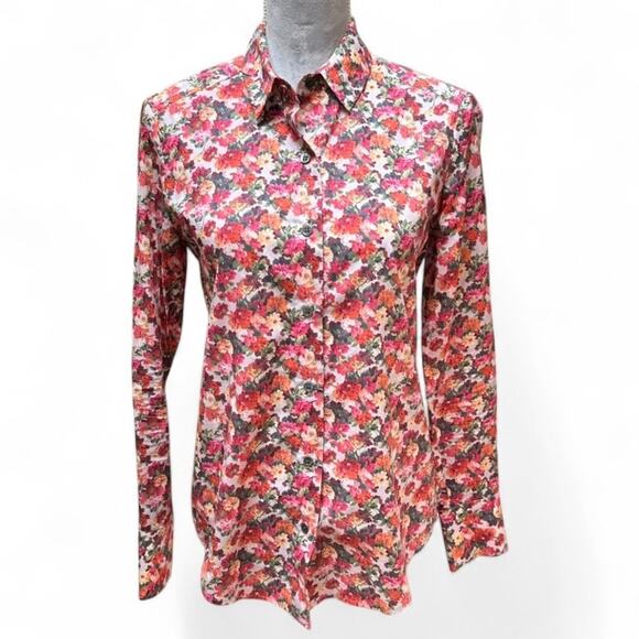 MONA THALHEIMER Women Floral Button Down Cotton Shirt Career Top Size XS USA - Picture 1 of 7